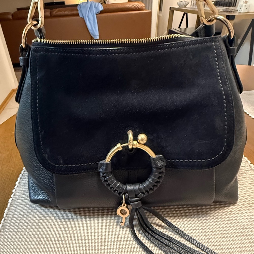 See By Chloe Small Black Joan Leather Two Way Shoulder Bag